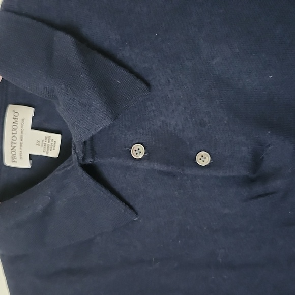 Pronto-uomo made in Italy merino wool polo sweater, navy blue, in 3xl - Picture 6 of 8